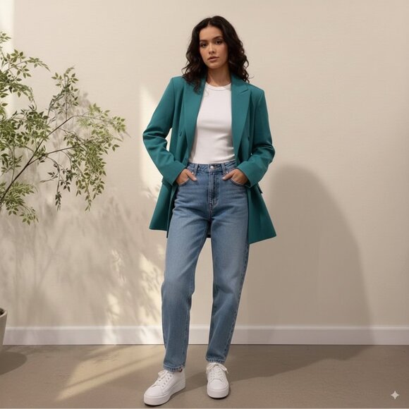 Elliatt Rhapsody Oversized Suit Blazer Jacket Jade Green Size Small NWT - Picture 1 of 6